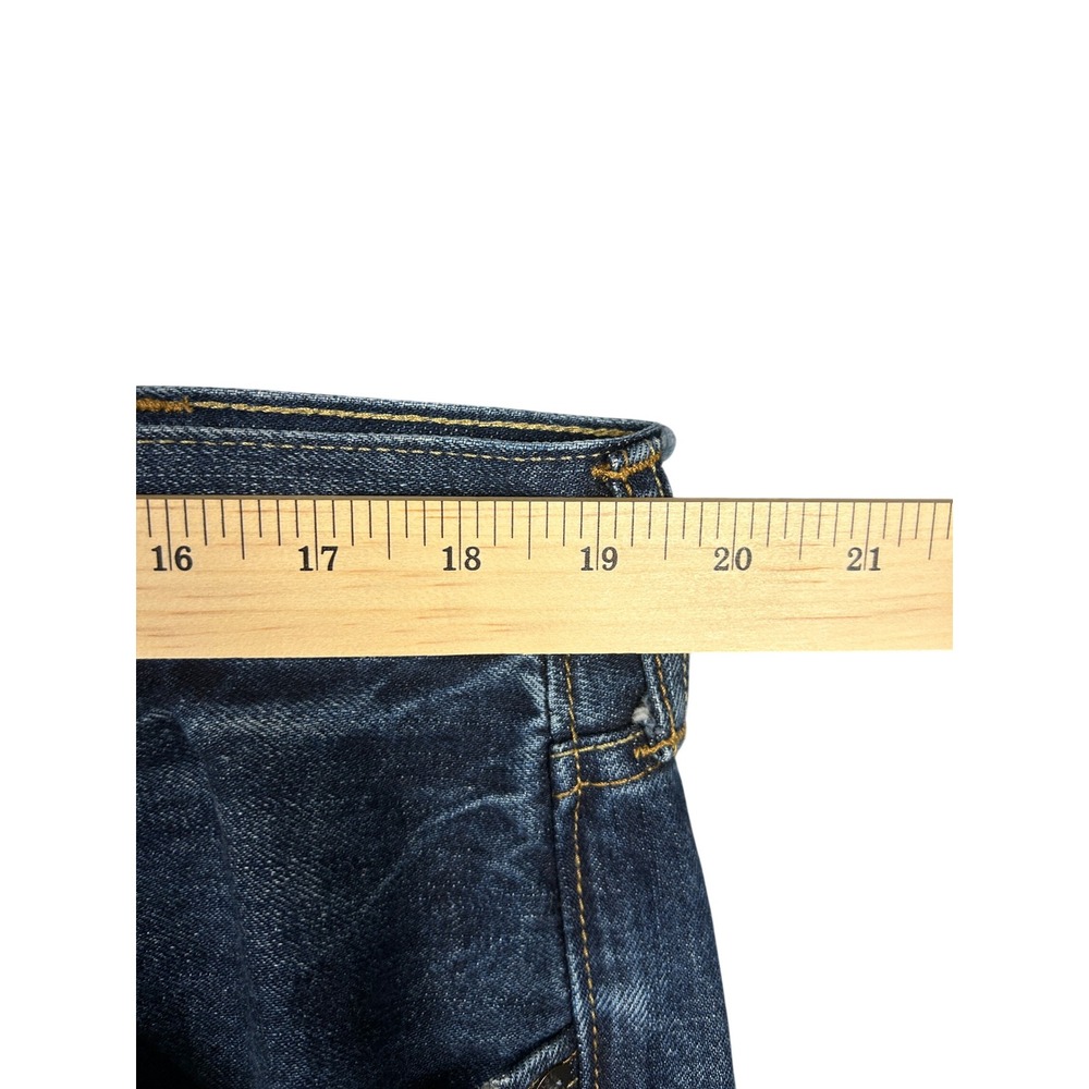 American Eagle Slim Straight Jeans Mens 38x32 Dark Wash Distressed Denim Blue - Picture 8 of 8